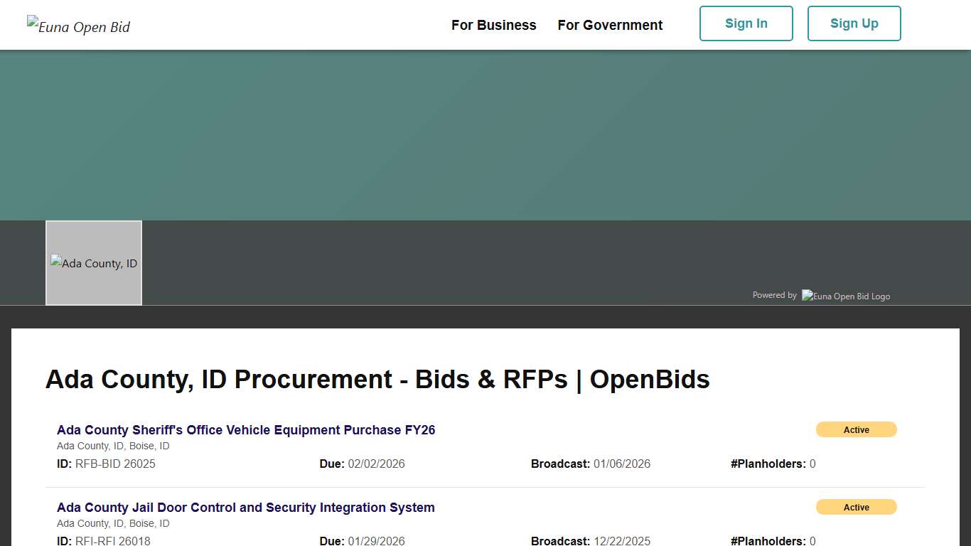 Ada County, ID Procurement - Bids & RFPs DemandStar
