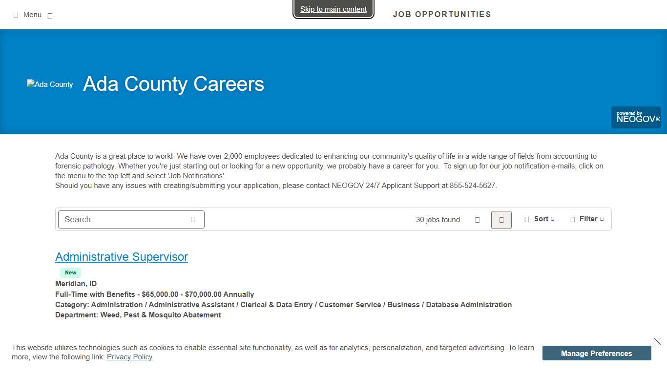 Job Opportunities Sorted by Posting Date descending Ada County Careers